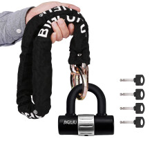 BIGLUFU Motorcycle Chain Locks Heavy Duty with 4Keys, 100/120cm Long Cut Proof 10mm Thick Chains with U Lock Ideal for Motorcycles Bike Gates