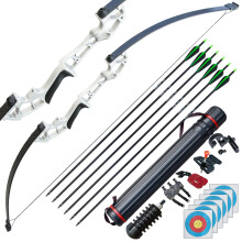 D&Q Archery Set Adult Bow and Arrow Set Adult Takedown Recurve Bow Hunting Bow Target Practice Competition Survival Longbow Right Hand 50" 30lbs,
