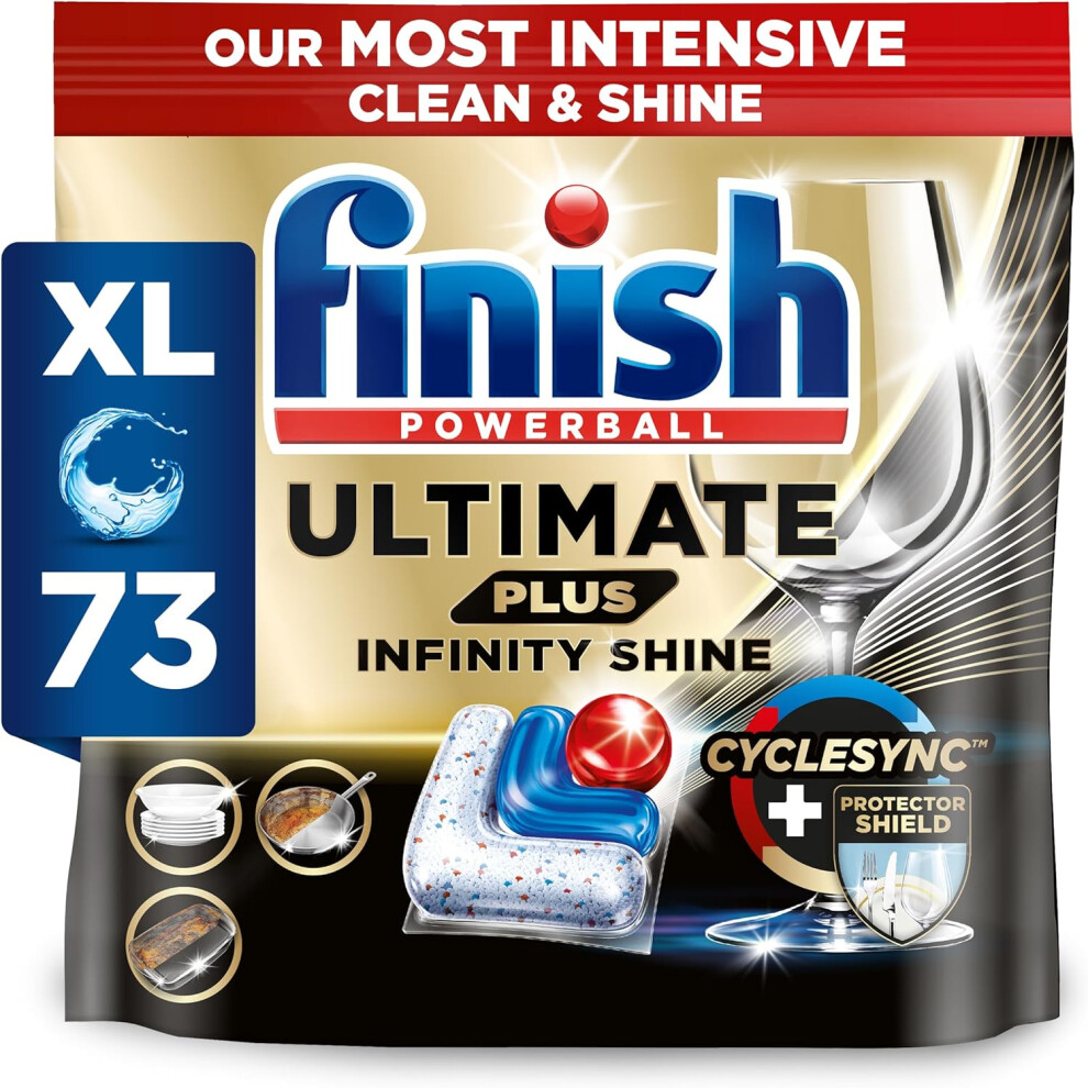 Finish Ultimate Plus Infinity Shine Dishwasher Tablets bulk |Scent: Fresh | 73 Dishwasher