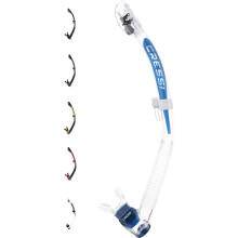 Cressi Itaca Ultra Dry Snorkel - Snorkel Dry for Free Diving and Snorkeling, Transparent/Metal Blue, One Size, Unisex Adult