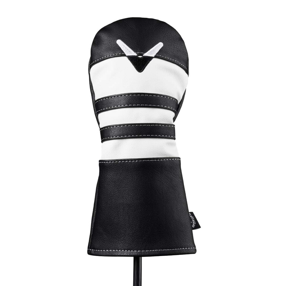 Callaway Unisex-Adult 2020 Vintage Synthetic Leather Fairway Wood Headcover Golf Fairway Wood Headcovers, Black/White, One Size