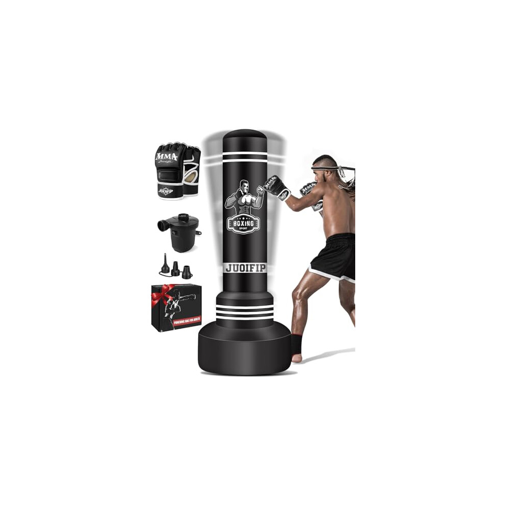 JUOIFIP Boxing Bag Set, 180cm Free Standing Punch Bag with Boxing Gloves and Electric Air Pump, Women Men Stand Kickboxing Bags for Training MMA Muay