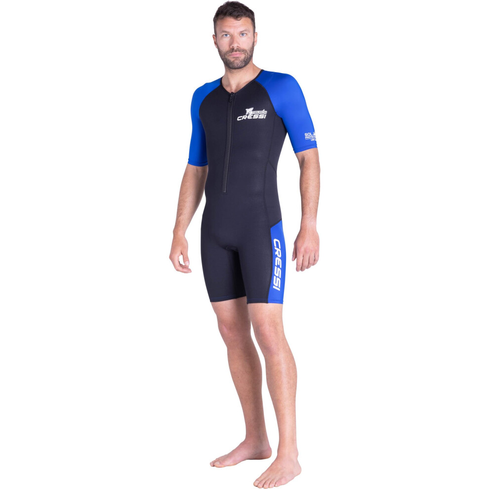 Cressi Mens Tiburon Man Monopiece 2 Mm Shorty Wetsuit, M Eu Black/Blue
