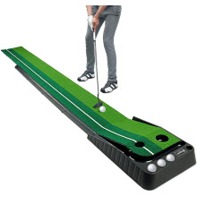 Asgens Golf Putting Trainer(3 Balls Free),Double-Color Grass Golf Mat with Ball Thicken Return Track and Automatic Function. Practise Indoor &Outdoor