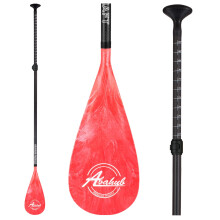 Abahub Carbon SUP Paddles, 1 x 3 Section Adjustable 67" - 86" Carbon Fiber Shaft, Lightweight Stand-up Paddle Oars for Paddleboard, Red Print Plastic