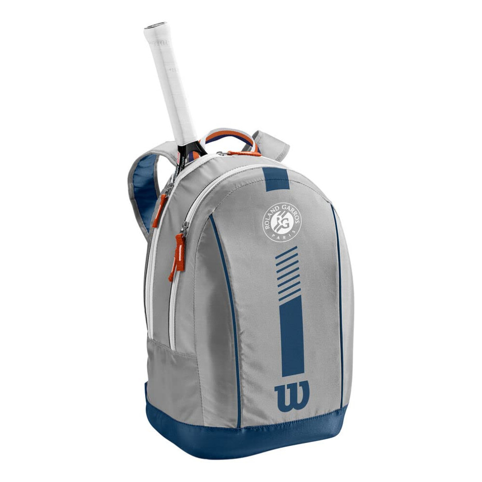Wilson Youth Tennis Team Backpack, Roland Garros Design, For up to 2 Rackets, Polyester, Grey