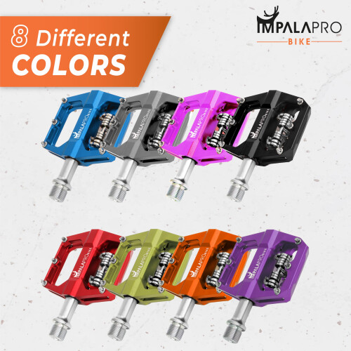 IMPALAPRO Dual Function Bicycle Pedals - Flat & SPD Clipless - 9/16'' Yellow 2