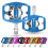 IMPALAPRO - Dual Function Bicycle Pedals 9/16'' Compatible with Shimano - Flat and SPD Clipless Pedals (Blue) 1