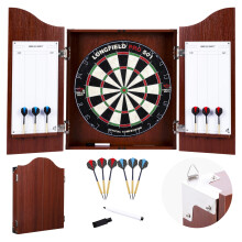 Engelhart - 065017 - Wooden Dart Cabinet + Sisal Dartboard + 2 Sets of 18 g Darts (Oak)