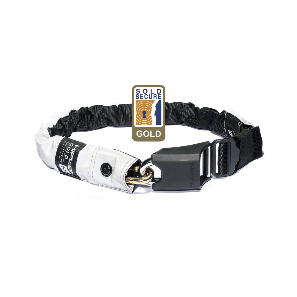 Hiplok Gold Bike Chain With Lock - Superbright (Hi-Vis/High Visibility). 85Cm Chain For Bicycle Lock. Lightweight & Wearable. Sold Secure Gold. 5051219027437