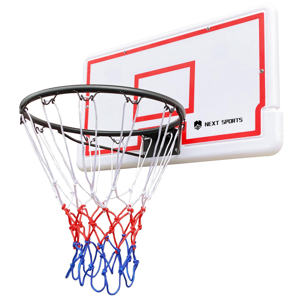 NEXT SPORTS Wall Mounted Basketball Hoop Outdoor and Indoor Backboard Rim and Net Set