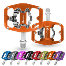 IMPALAPRO - Dual Function Bicycle Flat Pedals and SPD Pedals 9/16'' Compatible with Shimano SPD Pedals - Dual Platform MTB Flat Pedals and SPD