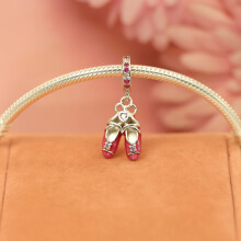 S925 Silver Barbie dance shoes pendant Barbie Pink Pandora Style