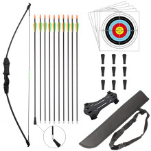 HANSPY Archery Recurve Bow and Arrow Youthbow Set Teens Beginner Gift Longbow Kit 18 Lb with 9 Arrows,9 Safety Arrow Head,5 Target Face,