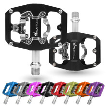 IMPALAPRO - Dual Function Bicycle Flat Pedals and SPD Pedals 9/16'' Compatible with Shimano SPD Pedals - Dual Platform MTB Flat Pedals and SPD