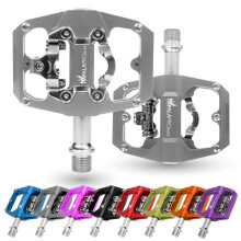 IMPALAPRO - Dual Function Bicycle Flat Pedals and SPD Pedals 9/16'' Compatible with Shimano SPD Pedals - Dual Platform MTB Flat Pedals and SPD