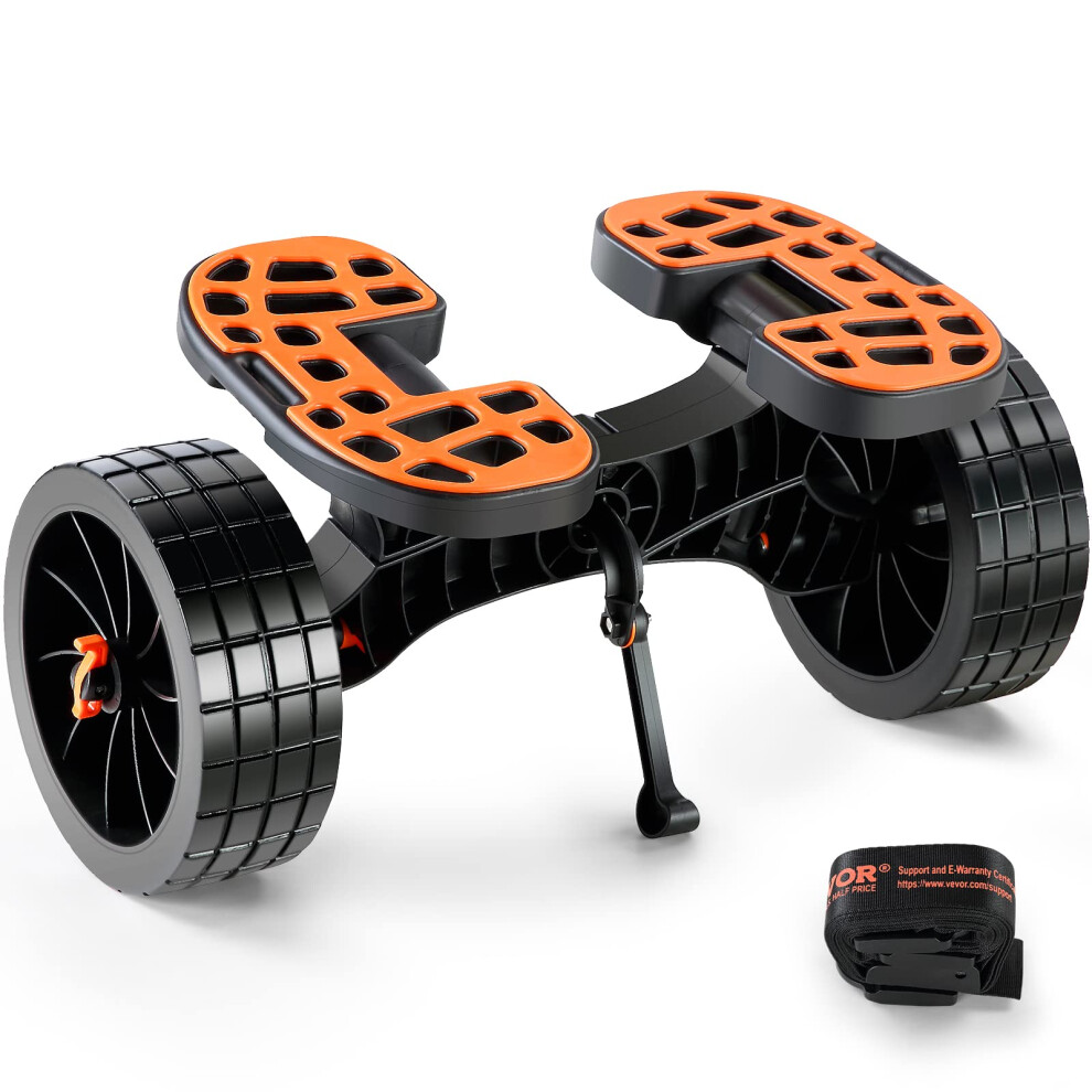 VEVOR Heavy Duty Kayak Cart, 320lbs Load Capacity, Detachable Canoe Trolley Cart with 10'' Solid Tires, Adjustable Brackets & Nonslip Support Foot,