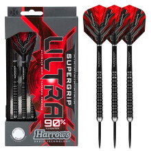 Harrows SUPERGRIP ULTRA 90% Tungsten Steel Tip Darts Set. Available in 21g, 22g, 23g, 24g, 25g, 26g, 28g & 30g - Includes Supergrip Carbon Shafts,