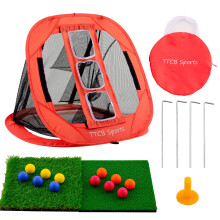 TTCB Sports Golf Chipping Net, Pop Up Simulator Hitting Net with 2 Turf Mat & 12 Foam Balls, Golfer Accessories for Backyard & Driving Range, Great