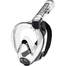 Cressi Duke Full Face Snorkel Dry Mask - Available in Standard Version or with Action Cam Holder, Adult Unisex,Clear/Black,M/L