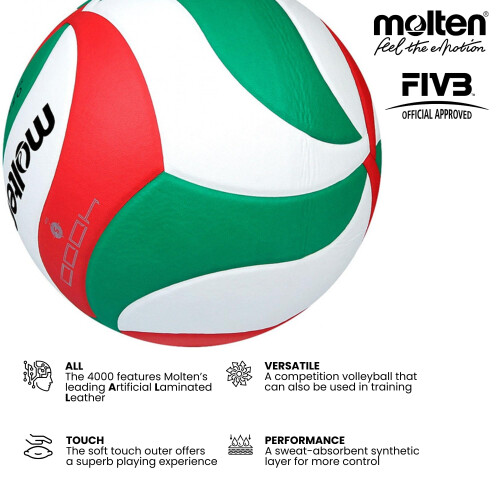 Molten Molten Volley Ball - 5, White/Green/Red 1