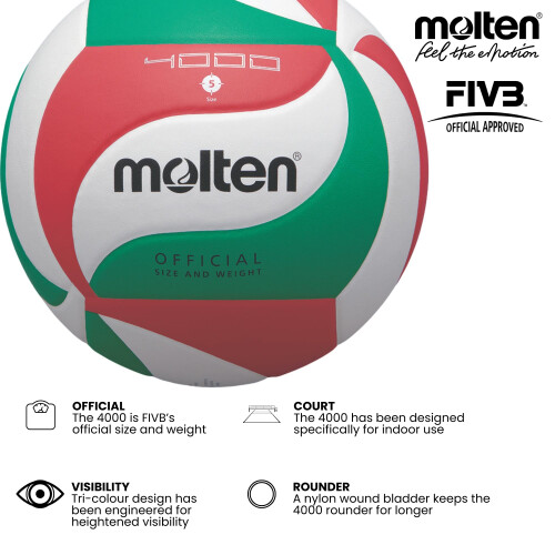 Molten Molten Volley Ball - 5, White/Green/Red 2