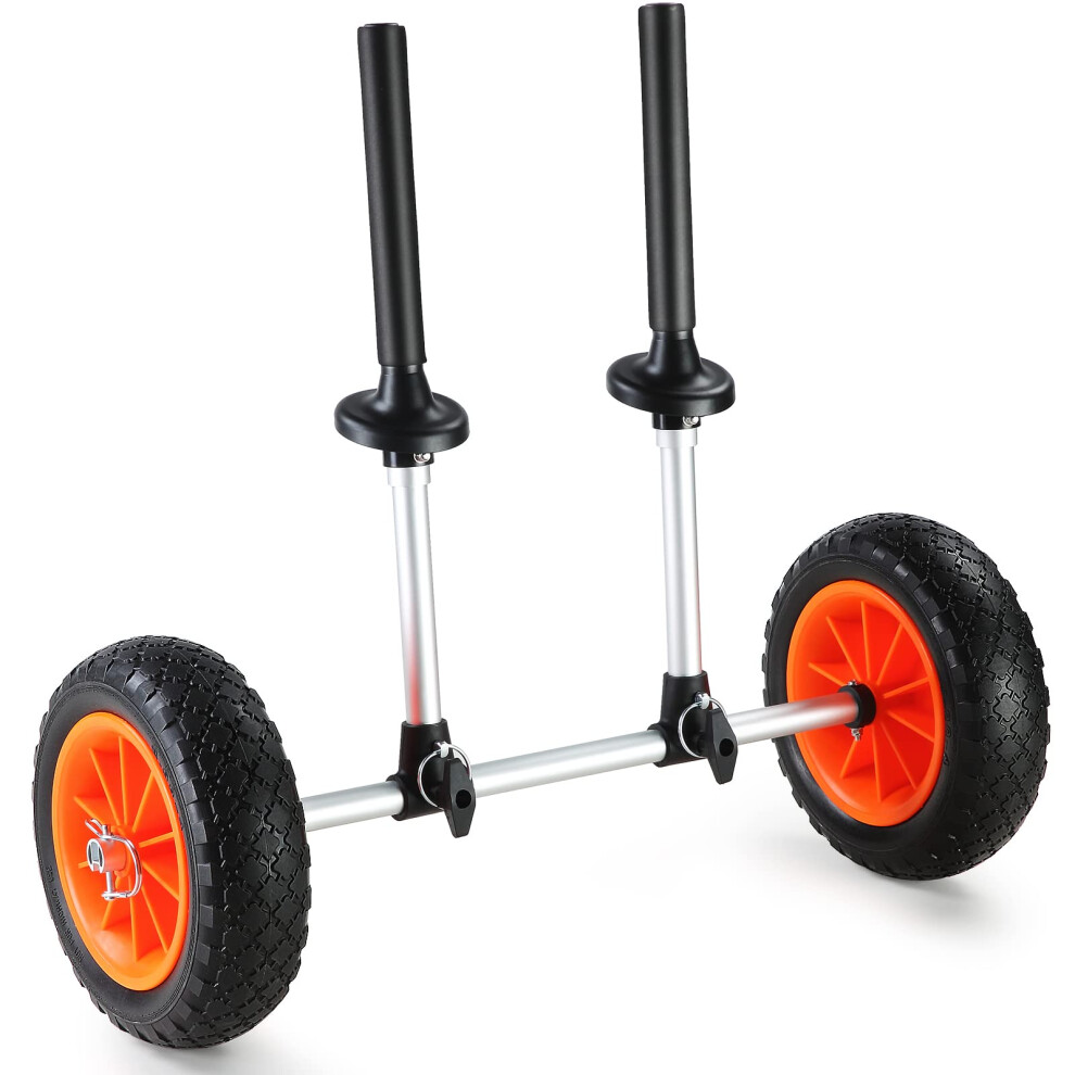 VEVOR Heavy Duty Kayak Cart, 280lbs Load Capacity, Detachable Canoe Trolley Cart with 10'' Solid Tires, Adjustable Width & Top Foam Protection, for