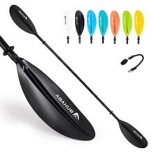 Abahub Kayak Paddle Adjustable 220 cm to 240 cm Aluminium Double Paddle with Paddle Leash for Kayaking Aluminium Alloy Shaft Plastic Blades