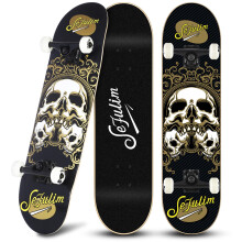 Sefulim 31 x 8 Inch Complete Skateboard 7 Layer Canadian Maple Double Kick Deck Skateboard for Boys Girls Teens Adults Beginner