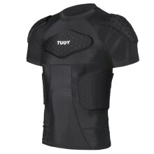 DGYAO Padded Comprssion T Shirt, Mens Rugby Safe Guard Top for Chest Rib Shoulder Protector XX-Large