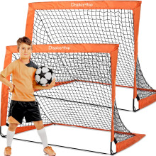 Display4top Set of 2 Football Goal with Carry Bag, Footballs Net for Kids Teens, Foldable Pop-up Goals Indoor Outdoor Sport Training for Garden, Park,