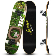 Sefulim 31 x 8 Inch Complete Skateboard 7 Layer Canadian Maple Double Kick Deck Concave Cruiser Trick Skateboard for Boys Girls Teens Adults Beginner