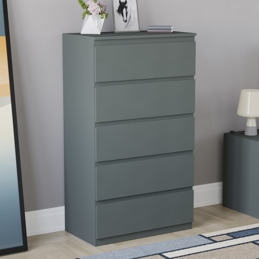 (Jasper Green) Denver 5 Drawer Chest Garment Storage Bedroom Unit