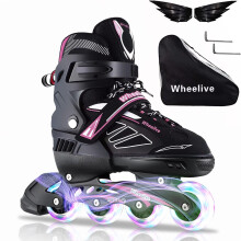 Wheelive Adjustable Inline Skates for Kids and Adults, Oversized Illuminating Skates Performance Skates with Full Light Up Wheels Ideal for