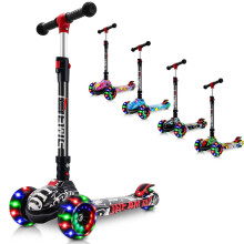 sc02 3-Wheel Kids Scooter for Boys & Girls Ages 3-8 - Adjustable Height, Folding Kick Scooter with Flashing LED Lights