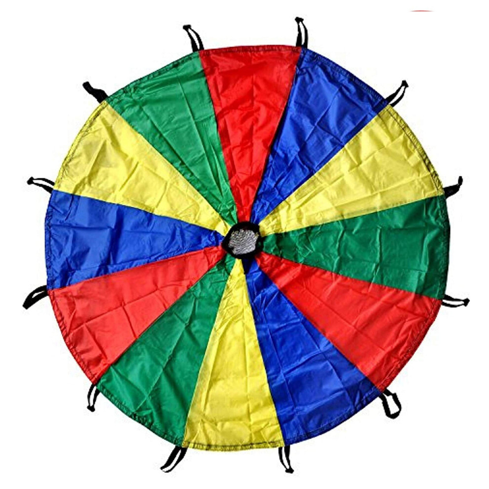 GSi Kids Play Parachute Rainbow Parachute Toy Tent Game for Children Gymnastic Cooperative Play and Outdoor Playground Activities (24 Feet)-image-OPC-PGN8HSS-NEW