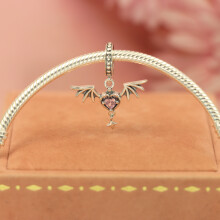 S925 sterling silver Halloween Bat Heart Tassel Beaded Pandora Style