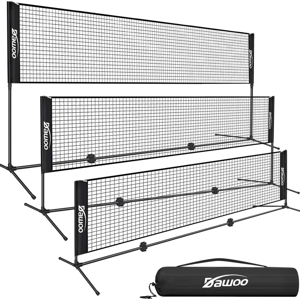 DAWOO Portable Sports Net Set - For Tennis, Soccer, Pickleball, Kids Volleyball, Badminton - Easy Setup Nylon Net with Poles (3M)-image-OPC-PGN8HZ9-NEW