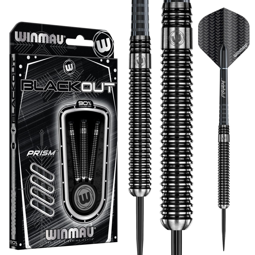 Winmau Blackout 21 Gram Tungsten Darts Set With Flights And Shafts (Stems)