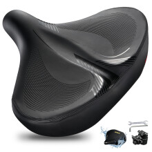 DAWAY W60 Extra Wide Bike Seat - Ultra Comfortable Memory Foam Saddle for Outdoor Indoor Rides, Ergonomic, with Shock Absorbers, Universal Fit for