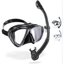 CRESSI Big Eyes+Alpha Ultra Dry Combo Black/Black - Combo Set Mask + Snorkel UD for Diving and Snorkelling, Black/Black, One Size, Adults