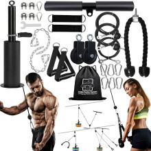 Favuit Cable Pulley System Home Gym, Upgraded Weight Cable Pulley System Gym DIY LAT Pull Down Home Gym Fitness Cable Machine Attachment for Gym LAT