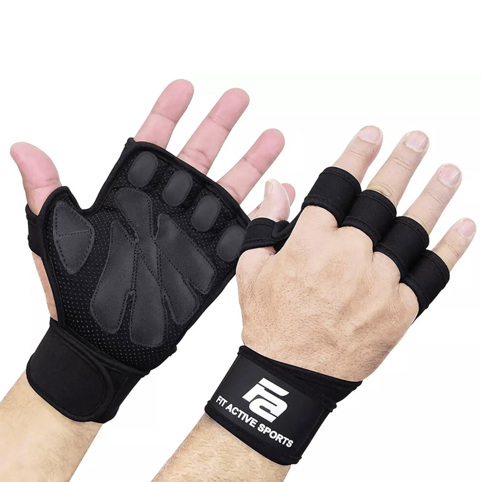 Fit Active Sports New Ventilated Weight Lifting Gloves with Built-In Wrist Wraps, Full Palm Protection & Extra Grip. Workout Grips for Pull Ups, Cross-image-OPC-PGN8KDR-NEW