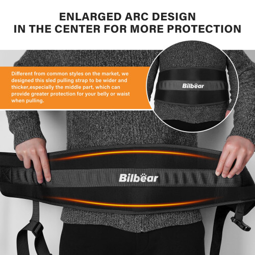 Bilbear Sled Pulling Belt,Adjustable Sled Training Waist Belt,Belt for Pulling,Weight Sled Pull Belt for Tire Pulling,Squat,Leg Muscles Strength 2