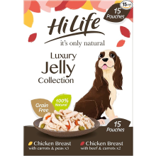 HILIFE it's only natural - Wet Dog Food - The Luxury Jelly Collection - Chicken Breast, Beef, Carrots, Peas - 100% Natu