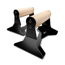 PULLUP & DIP Parallettes - Push Up Handles with Ergonomic Wooden Handles & Heavy-Duty Steel - Non-slip Parallettes Bars for Strength Training and