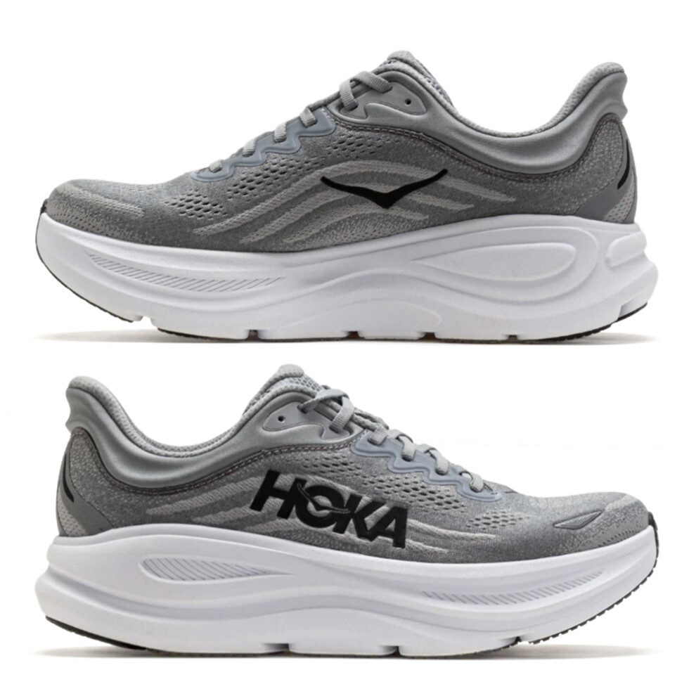 (Gray, UK9.5/EU44) HOKA ONE ONE Bondi 9 Mens Mesh Breathable Trainers Sneakers Running Jogger Sport Shoes