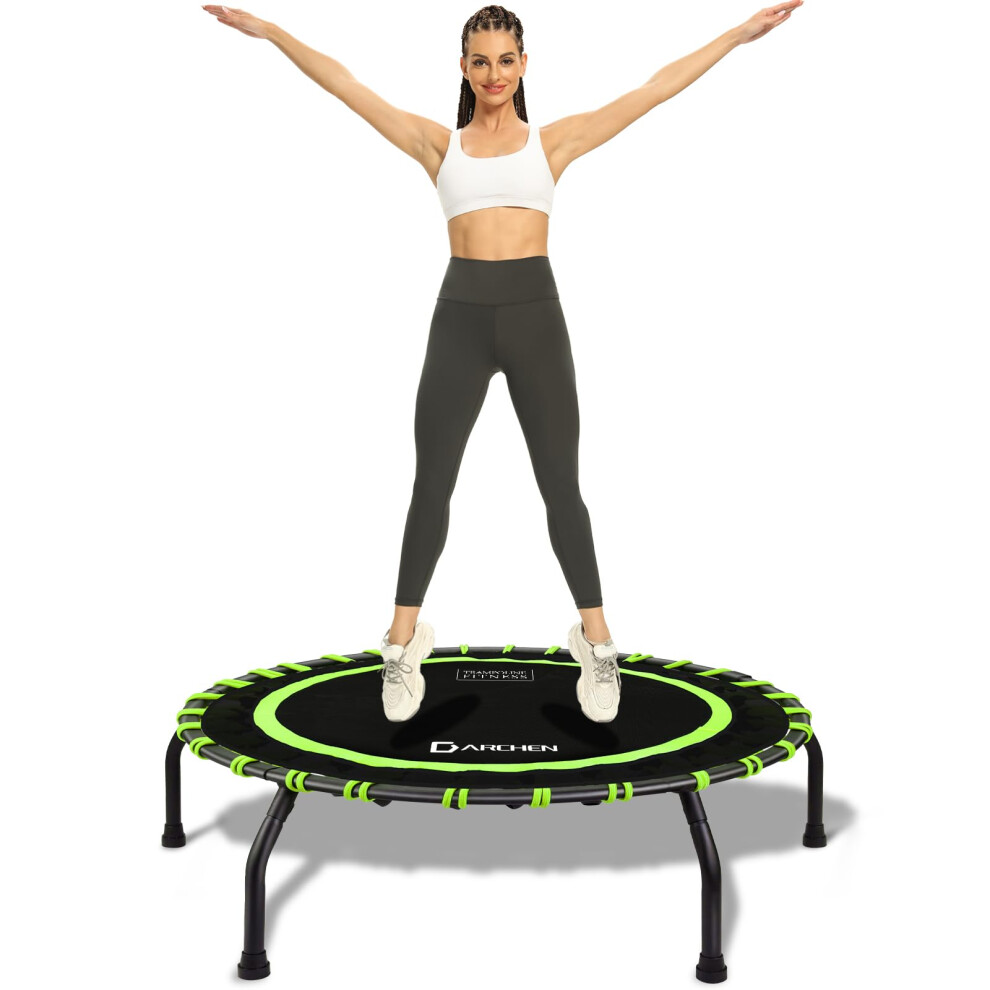 DARCHEN 150KG Rebounder Mini Trampoline for Adult, Indoor Small Trampoline for Exercise Workout Fitness, Upgrade Design Bungee Trampoline for Safer