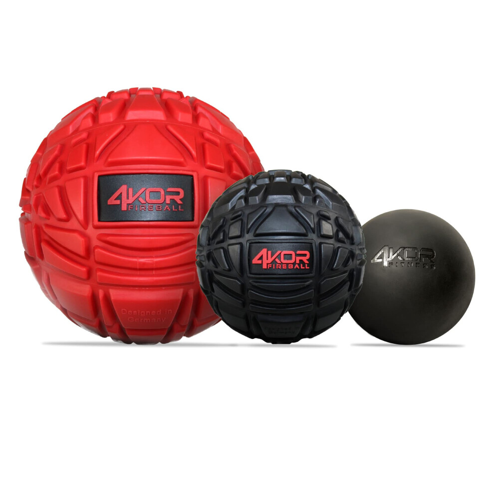 4Kor Fitness Massage Balls For Deep Tissue Muscle Recovery By Perfect For Myofascial Release And Trigger Point Therapy (12Cm And 8Cm 4Kor Fireball
