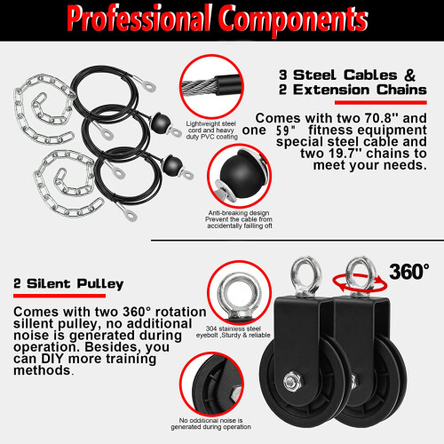 Cable Pulley System Gym Upgraded Home Strength Training Equipment Workout Accessories LAT Pull Down Fitness for Triceps Pull Down Biceps Curl Back 2